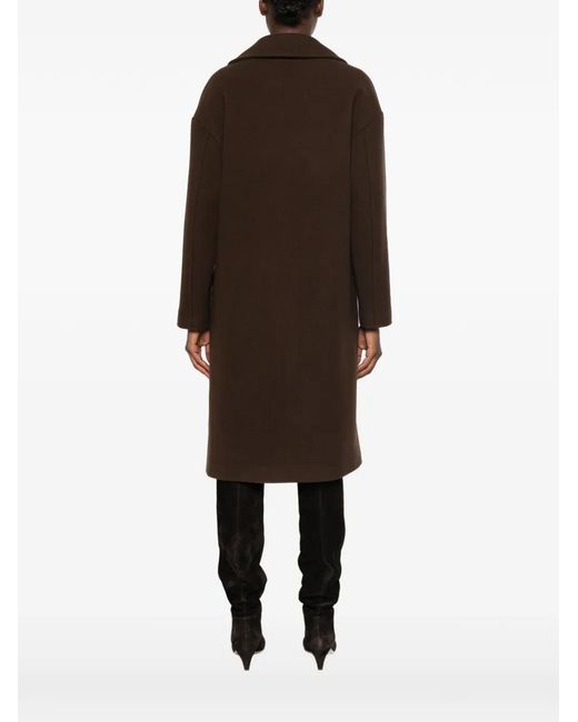 LE SULLY STUDIO Brown Double-Breasted Notched-Lapel Coat
