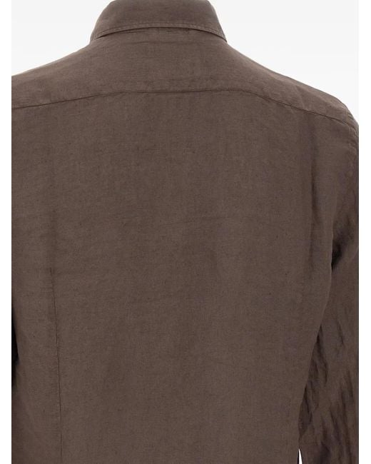 Mc2 Saint Barth Brown Pamplona Button-Down Linen Shirt for men