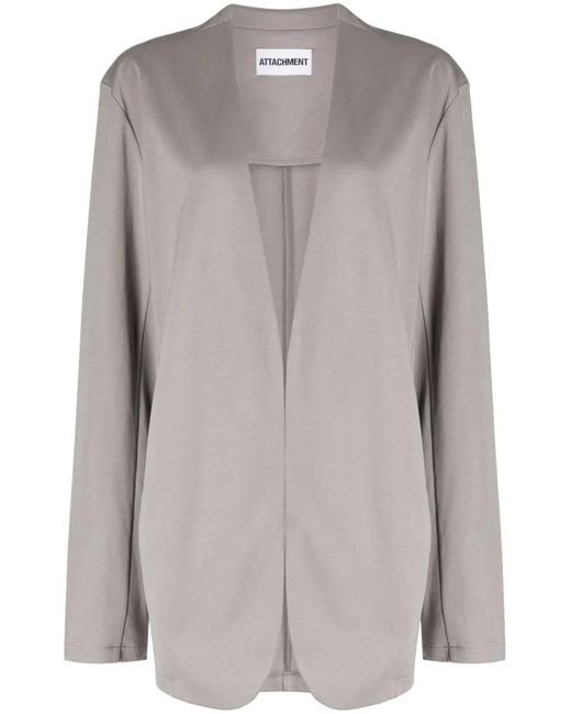 Attachment Gray V-Neck Cotton Blazer for men