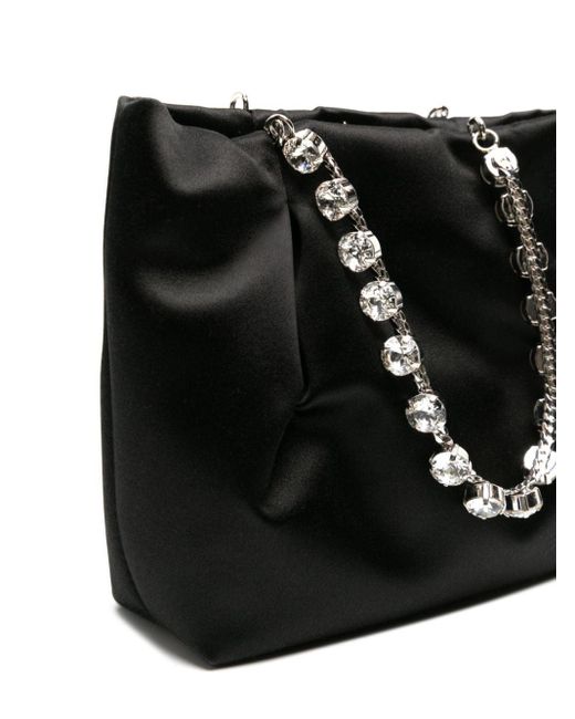 Aquazzura Black Crystal-embellished Satin Tote Bag