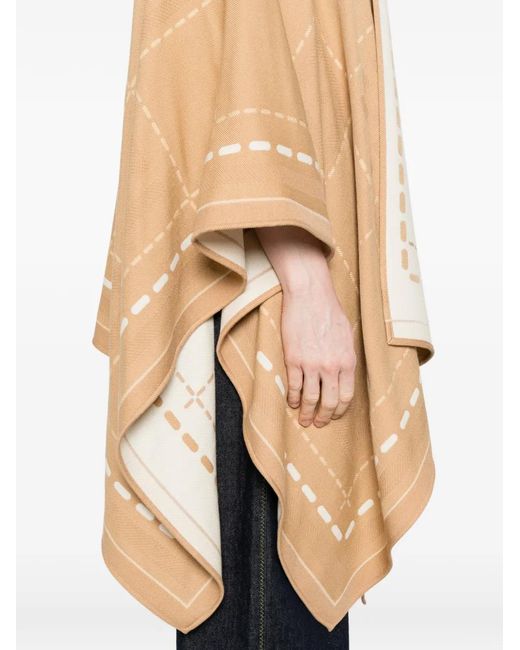 Fendi White Patterned Poncho