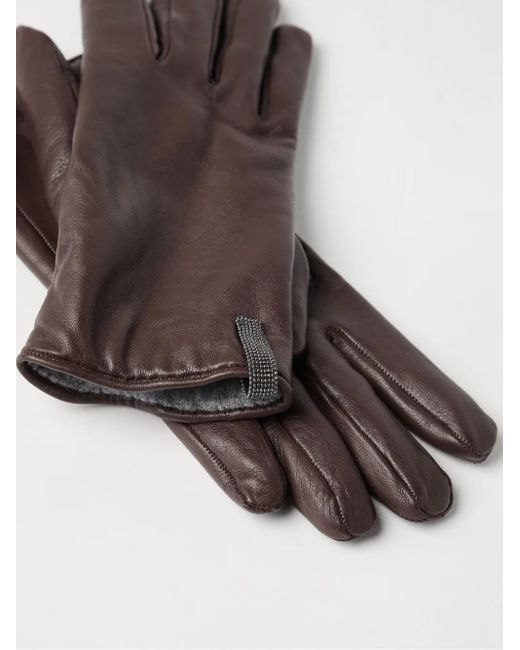 Brunello Cucinelli Brown Leather Gloves