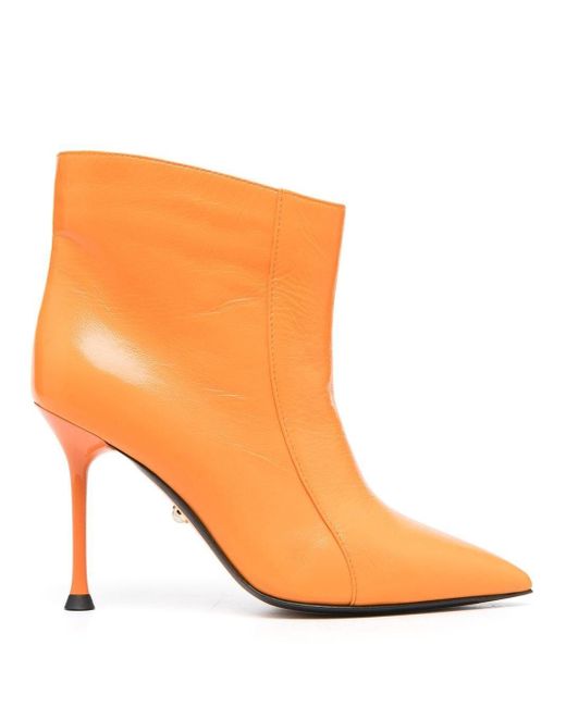 ALEVI Leather Pointed-toe 95mm Stiletto Ankle Boots in Orange | Lyst Canada