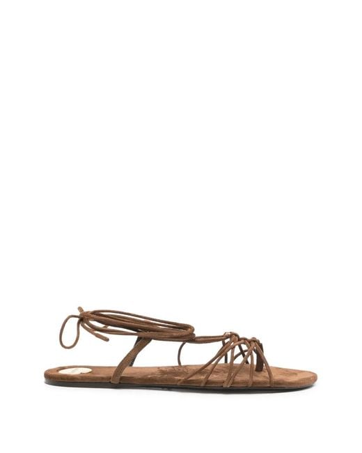 Saint Laurent White Babylone Lace-Up Strappy Sandals