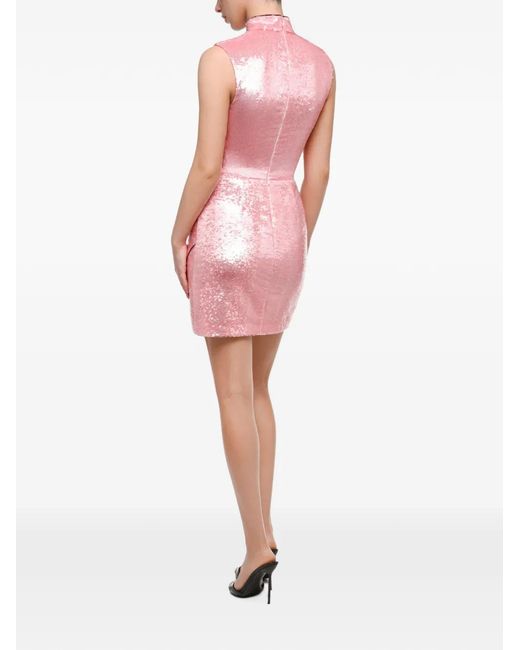 Anouki Pink Sequin-Embellished Bow-Detail Mini Dress