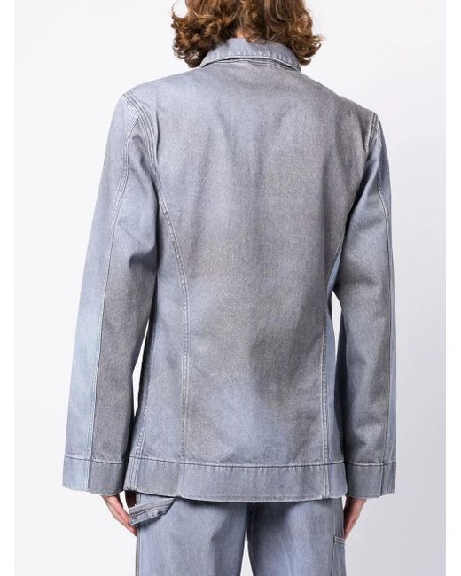 Objects IV Life Blue Two-Tone Denim Shirt Jacket for men