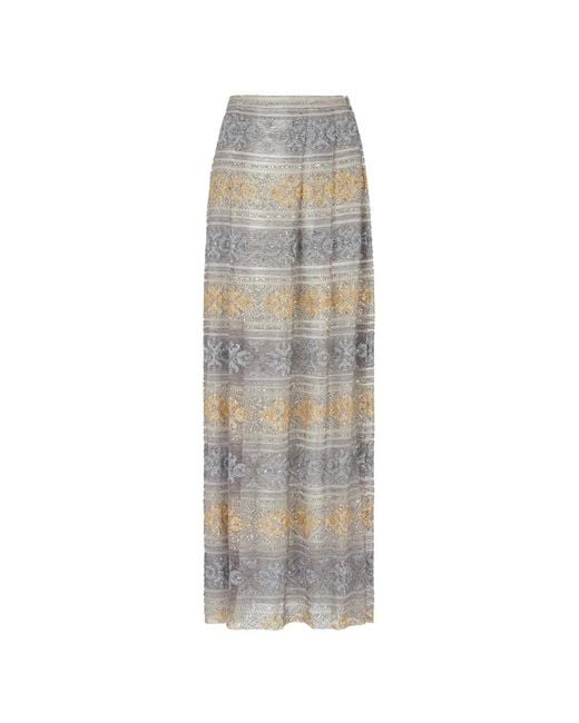 Giorgio Armani White Bead-Embellished Patterned Maxi Skirt