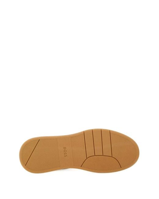 Boss White Stripe Panelled Sneakers for men