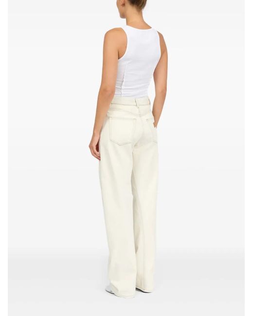 MM6 by Maison Margiela White High-Waisted Jeans With Subtle Sheen