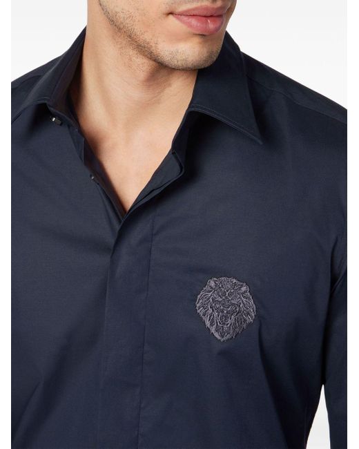 Chemise en popeline à logo brodé Billionaire pour homme en coloris Blue