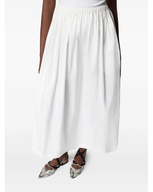 Pinko White A-Line Cotton Midi Skirt