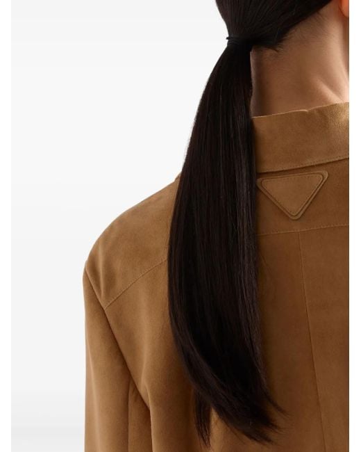 Veste En Daim Prada en coloris Natural