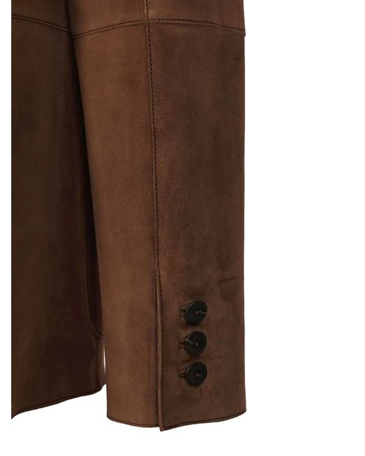Al Duca D'aosta Brown Single-Breasted Suede Blazer for men