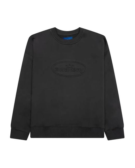 AWAKE NY Black Embossed-Logo Crew-Neck Sweatshirt for men