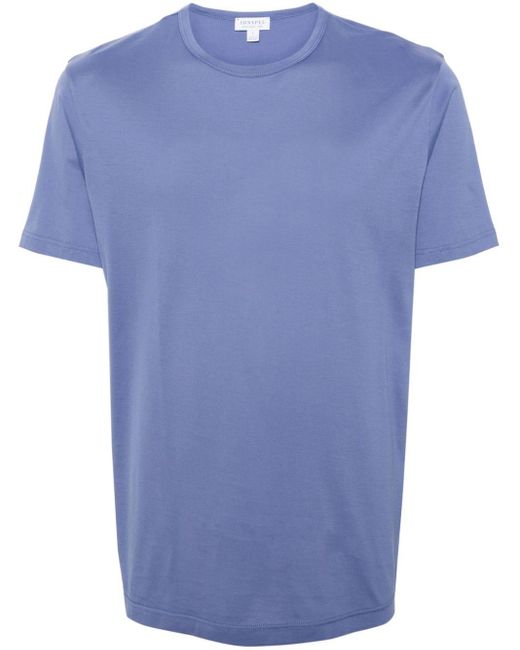 Camiseta con cuello redondo Sunspel de hombre de color Blue