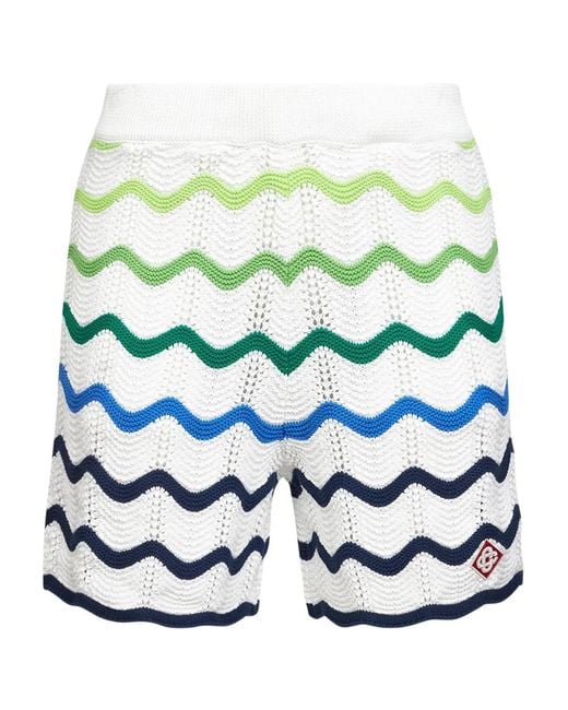 Casablanca Green Elasticated Scalloped Knit Shorts for men