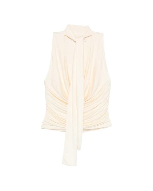 AYA MUSE White Self-Tie Draped Top