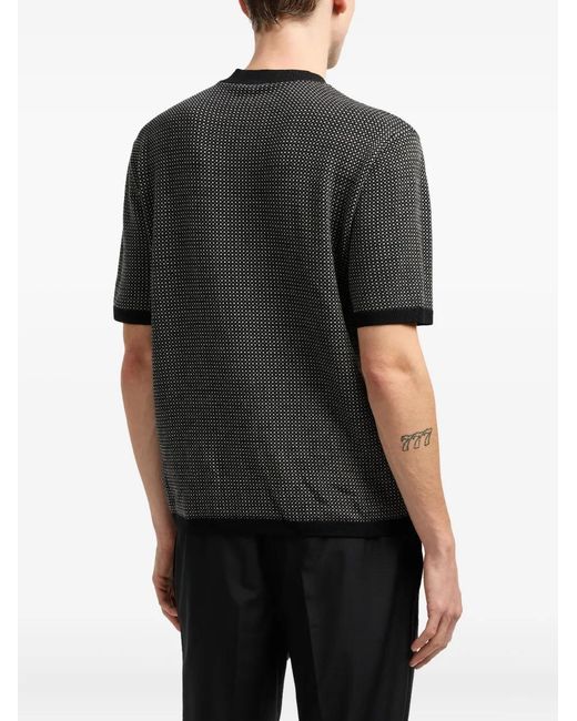 Emporio Armani Gray Short-Sleeve Patterned Pullover for men