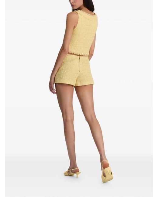 Alice + Olivia Yellow Mace Button-Embellishment Shorts