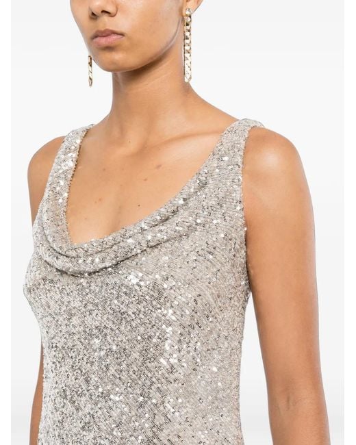 Naeem Khan Gray Sequin-Embellished Top