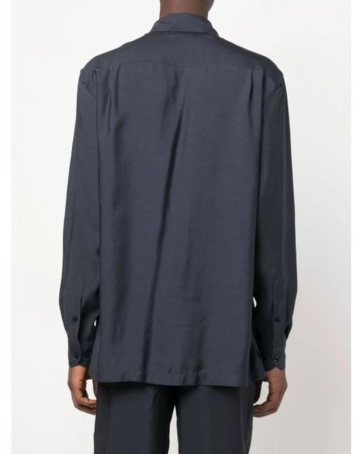 Giorgio Armani Blue Long-Sleeve Button-Up Shirt for men