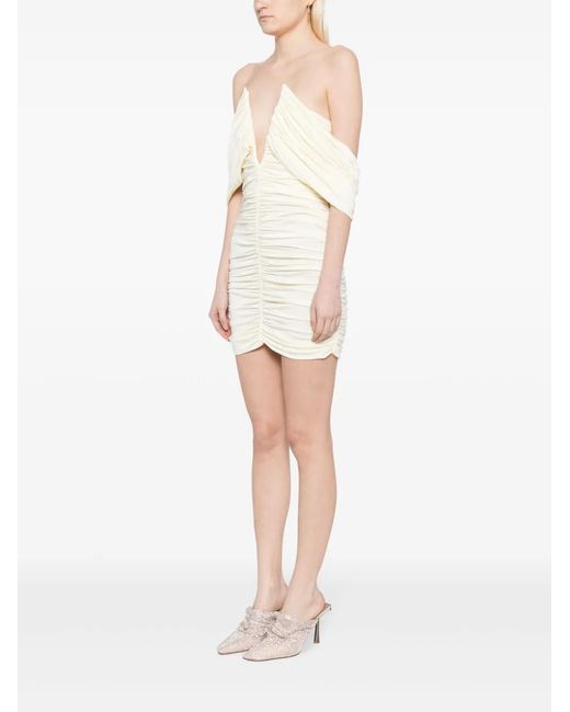 Magda Butrym Natural V-Neck Ruched Minidress