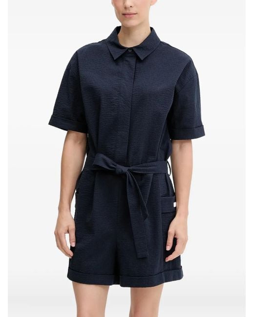 EA7 Blue Textured Belted Playsuit