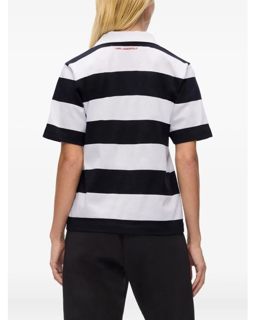 Karl Lagerfeld White Ikon-Patch Polo Shirt