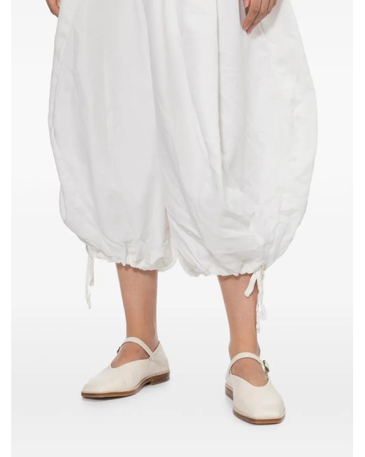 Comme des Garçons White Drawstring-Cuff Balloon Trousers