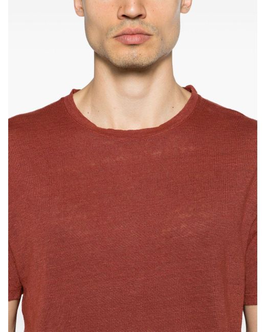 Boglioli Red Crew-neck Linen T-shirt for men