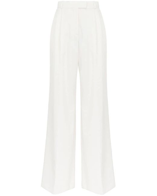 Alexander McQueen White Double-pleat Wide-leg Trousers