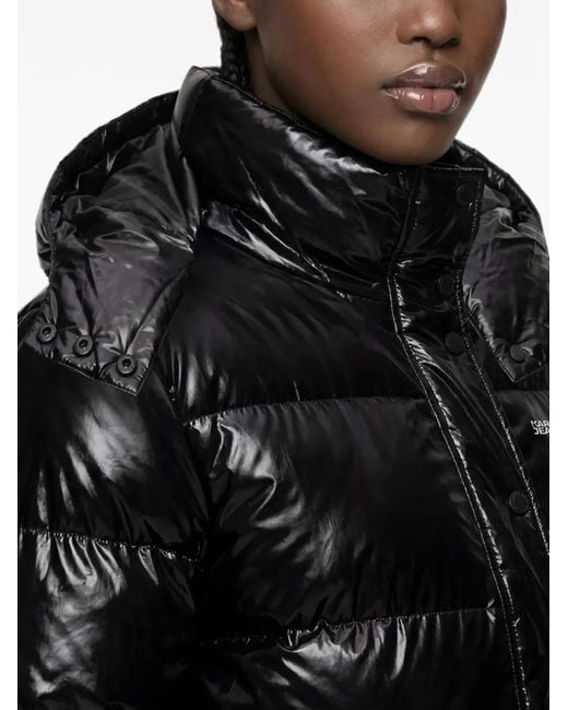 Karl Lagerfeld Black Hooded Puffer Jacket