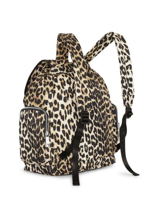 Ganni Black Leopard-Print Backpack