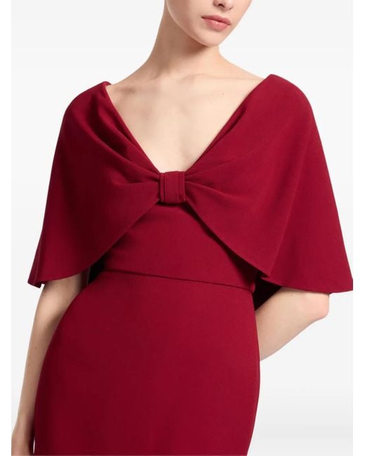 Elie Saab Red Caped Cady Gown