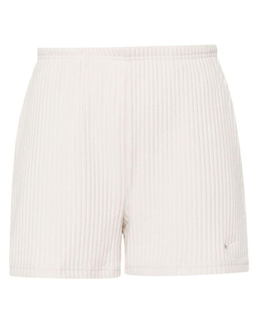 Nike Chill Knit Ribbed Shorts in het White
