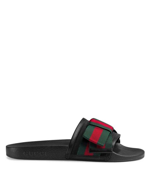 Sandales à détails Web Gucci en coloris Black