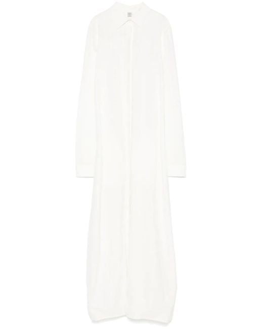 Totême White Silk Shirtdress