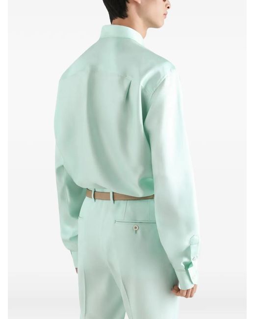 Dolce & Gabbana Green Silk Twill Shirt for men