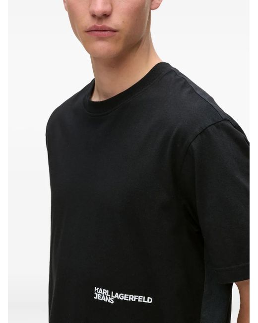 Karl Lagerfeld Black Logo-Print T-Shirt for men