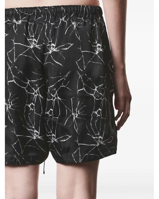 Thom Krom Black Marble Print Shorts