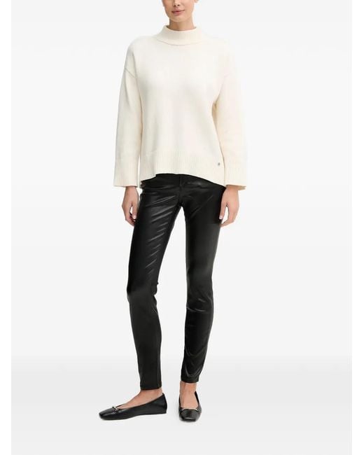 DKNY White Ribbed High-Neck Sweater