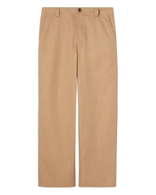 Gucci Natural Web-Striped Cotton Twill Trousers for men