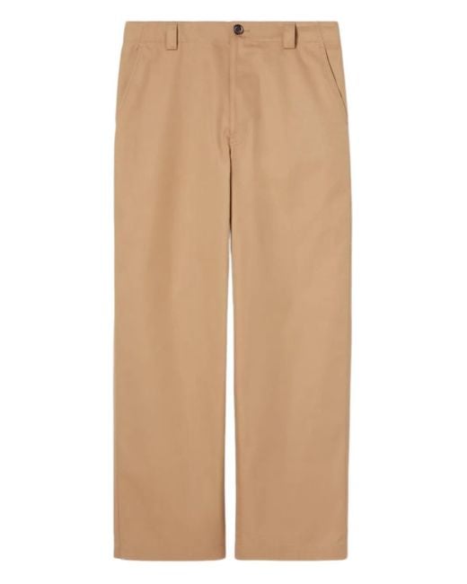Gucci Natural Web-Striped Cotton Twill Trousers for men