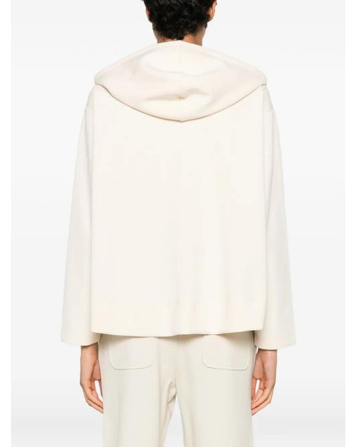 Psophia Natural Drawstring-Hood Elasticated-Hem Hoodie