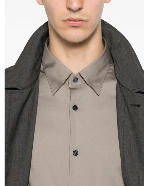 Emporio Armani Brown Long-Sleeve Button-Down Shirt for men
