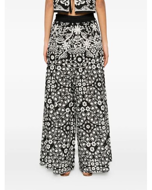 Weekend by Maxmara White Palanca Floral-Print Palazzo Pants