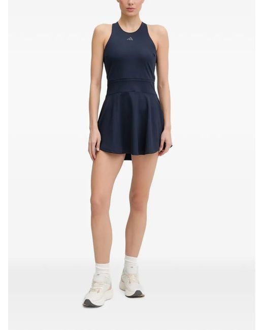 Adidas Blue Logo-Print Racerback Tennis Mini Dress