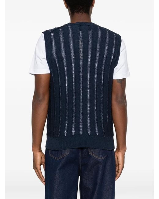 Amaranto Blue Open-Knit Vest for men