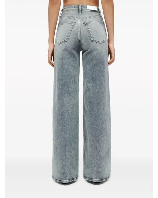 Re/done Blue Logo-Patch Wide-Leg Jeans
