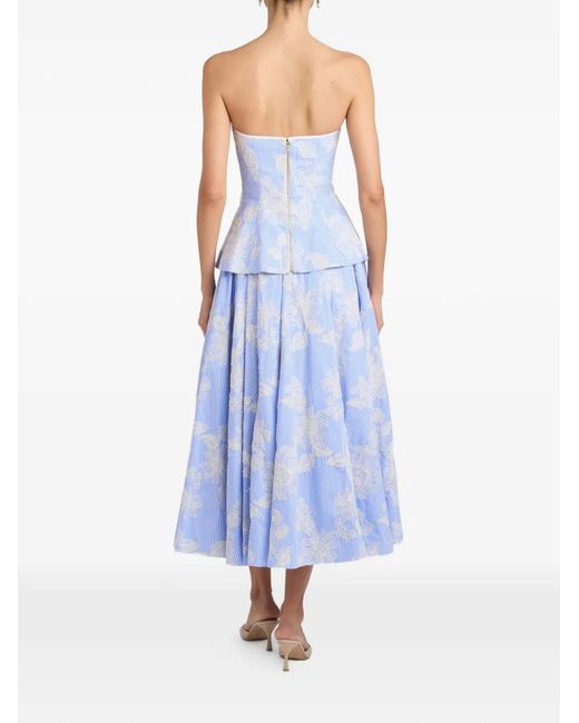 Markarian Blue Lola Floral-Embroidered Strapless Top